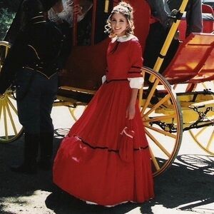 Vintage 80s Handmade Victorian Civil War Era Dress and Accessories Womens Size S